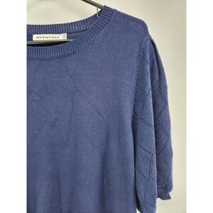 Women's Murmurey Medium Short Sleeve Navy‎ Sweater Crew Neck Fitted Bottom